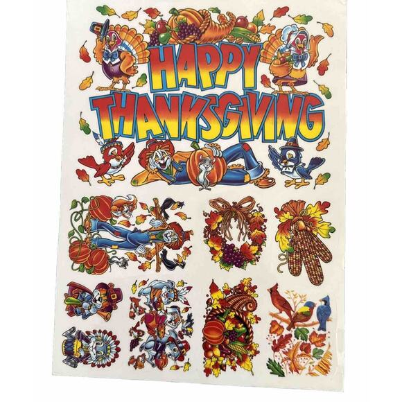 Super Signs VTG Thanksgiving Valentine’s Day Static Cling Window Decorations NEW - Picture 2 of 5